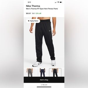 NWT- Men's Therma-FIT Open Hem Fitness Pants